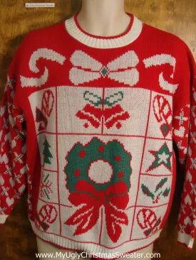 80s Wreath with Decorations Ugly Christmas Sweater