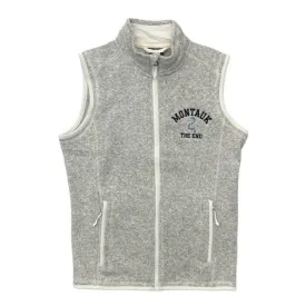Adult Embroidered Charles River Montauk The End Anchor Logo Full Zip-Up Vest in Heather Grey