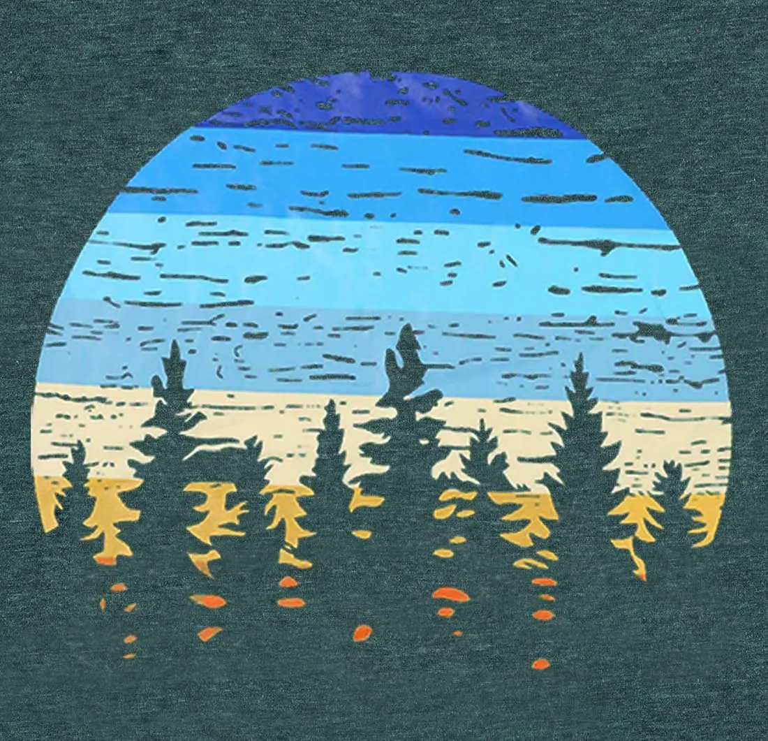 Adventure T-Shirt Women Mountain Hiking Workout Shirts Sunset Sunrise Wavy Camping Outdoor Short Sleeve Tee Tops