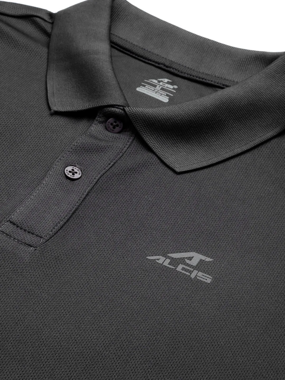 Alcis Men Charcoal Grey Polo Collar Slim Fit Wonder T-shirt