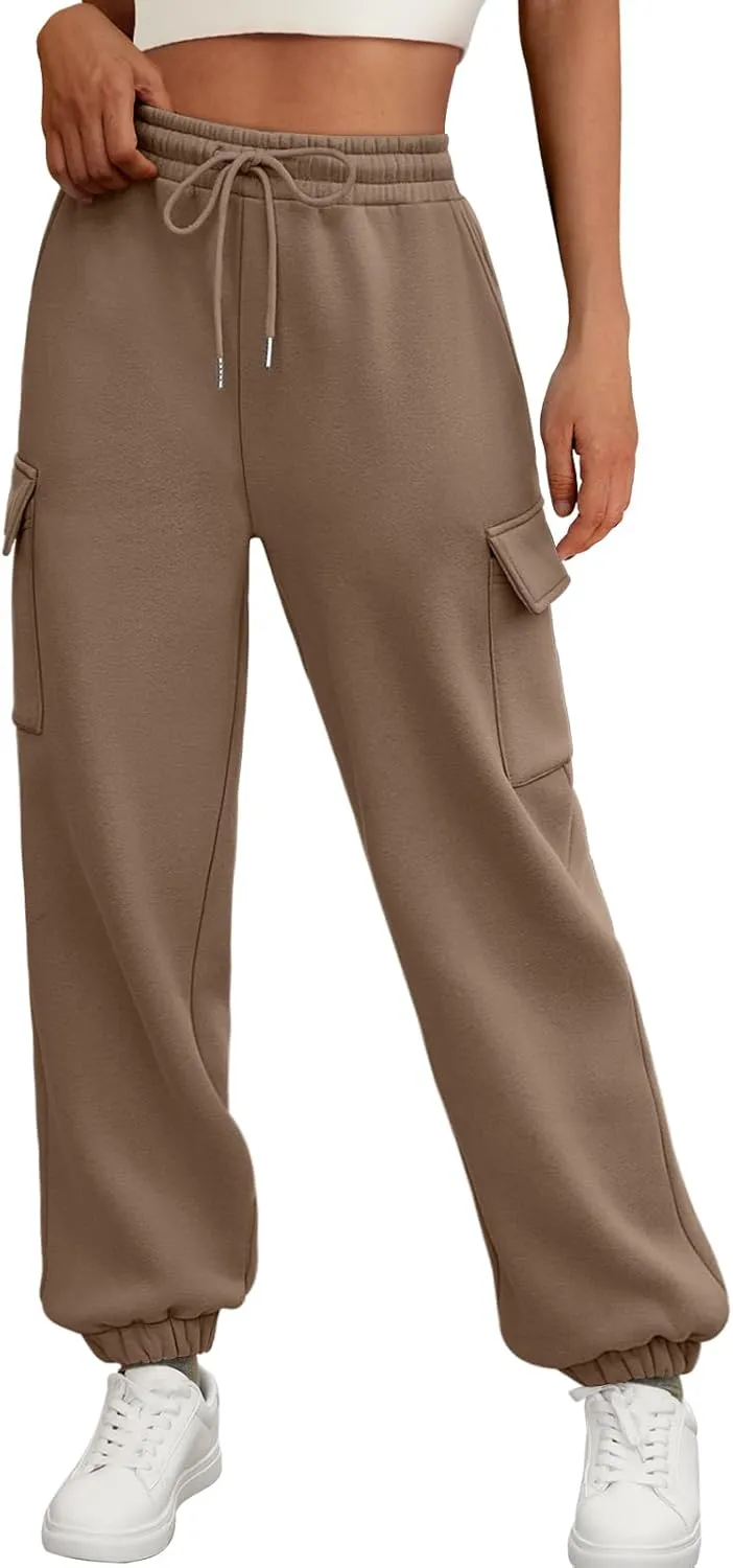 AUTOMET Womens Sweatpants Cargo Fleece Lined Baggy Athletic Jogger with Pockets 2025 Casual Trendy Pants Fall Outfits
