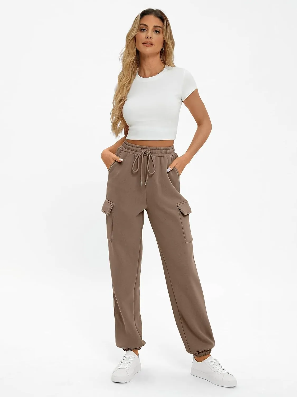 AUTOMET Womens Sweatpants Cargo Fleece Lined Baggy Athletic Jogger with Pockets 2025 Casual Trendy Pants Fall Outfits