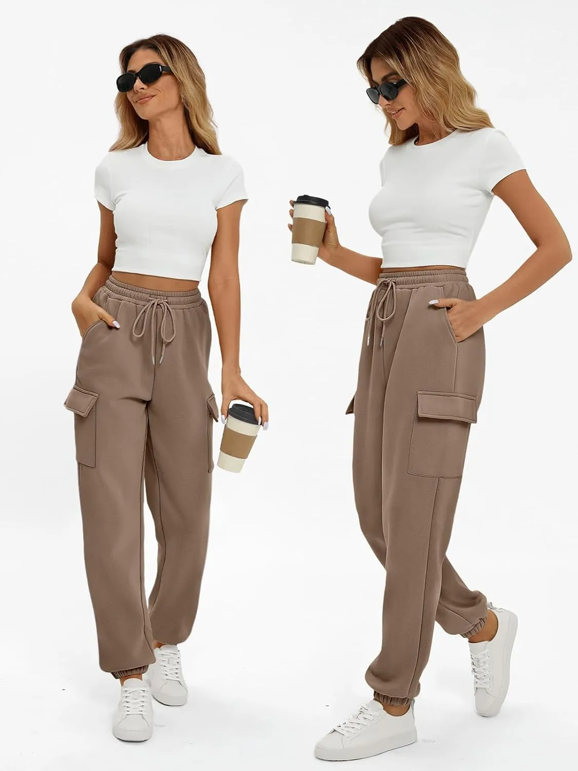 AUTOMET Womens Sweatpants Cargo Fleece Lined Baggy Athletic Jogger with Pockets 2025 Casual Trendy Pants Fall Outfits