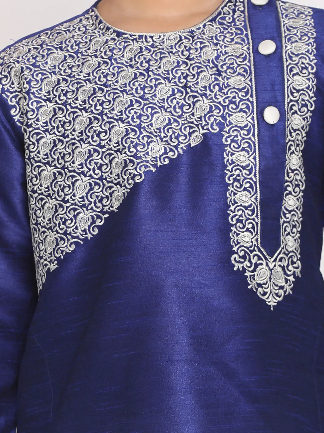 Boy's Blue And White Kurta And Dhoti Set - Vastramay Boys