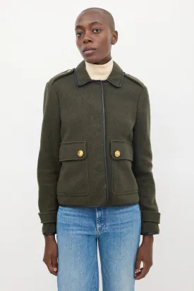 Brit Dark Green Wool Two Pocket Military Jacket