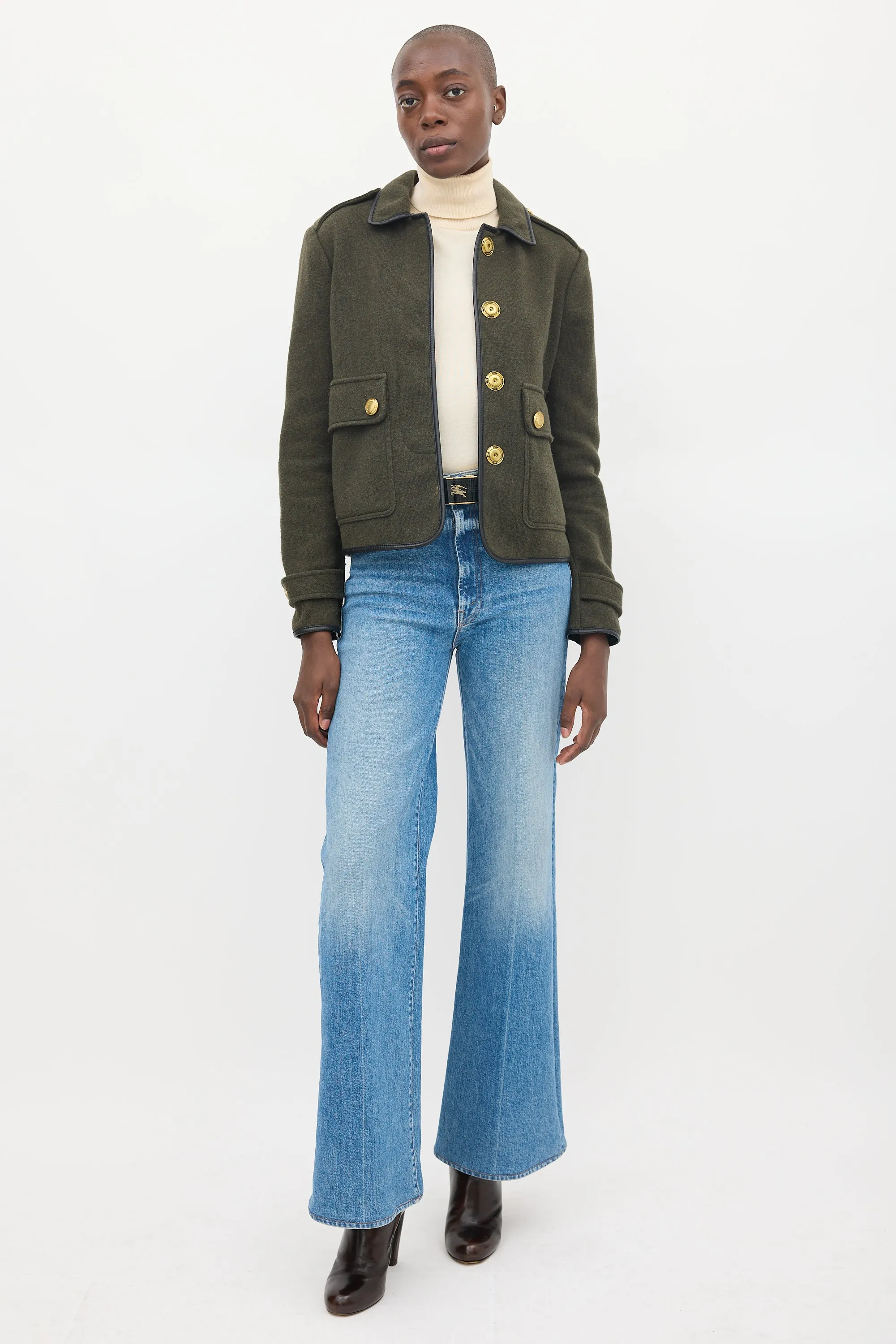 Brit Dark Green Wool Two Pocket Military Jacket