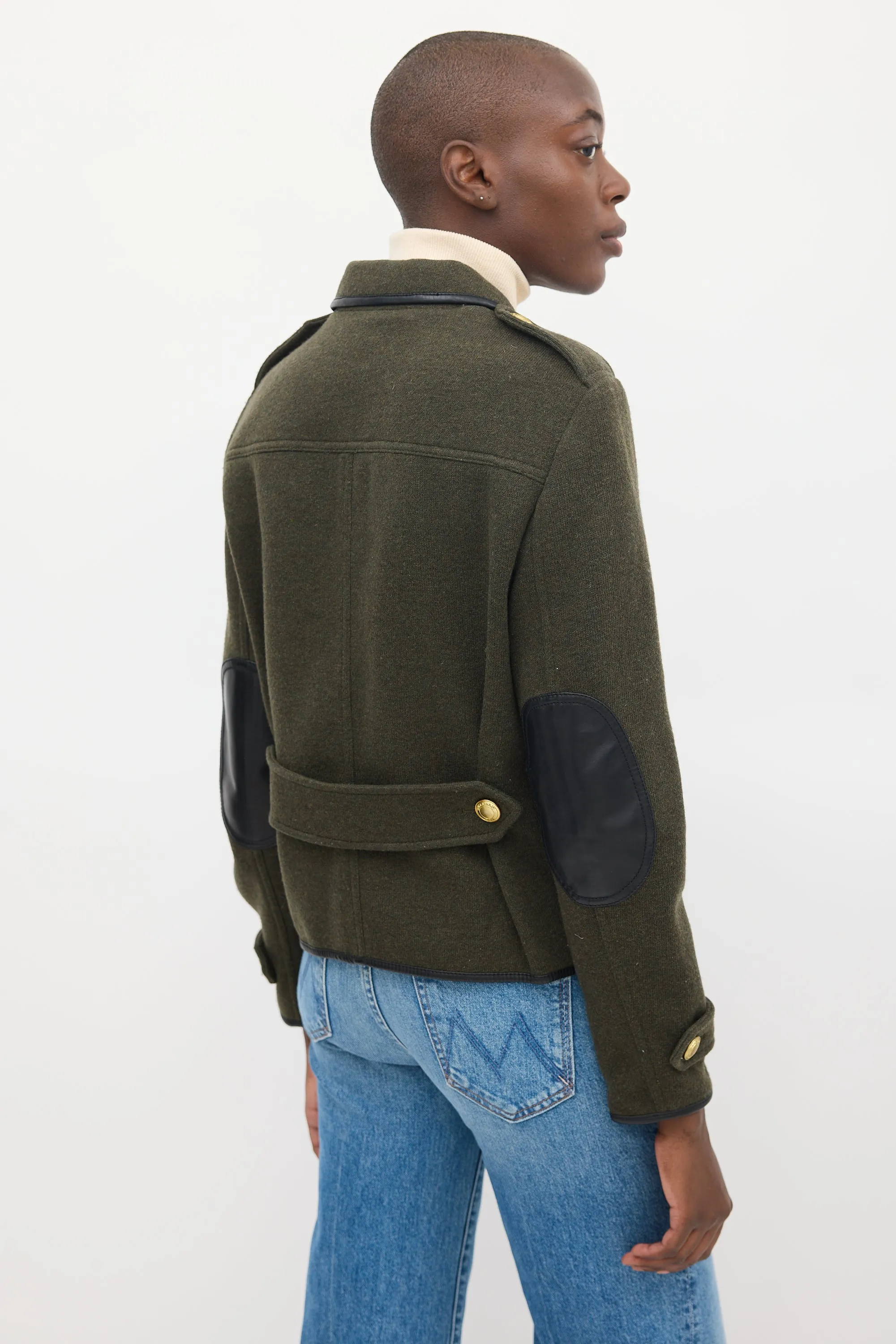 Brit Dark Green Wool Two Pocket Military Jacket