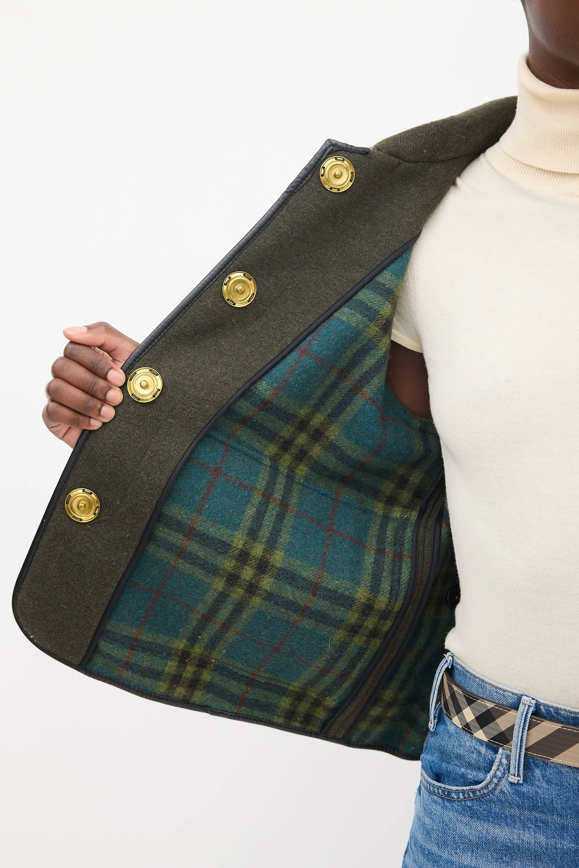 Brit Dark Green Wool Two Pocket Military Jacket