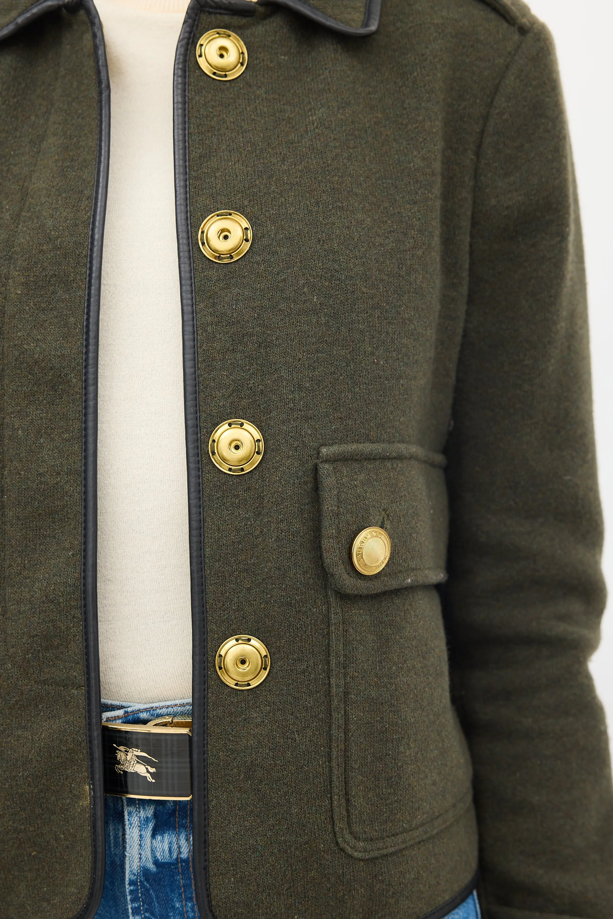 Brit Dark Green Wool Two Pocket Military Jacket