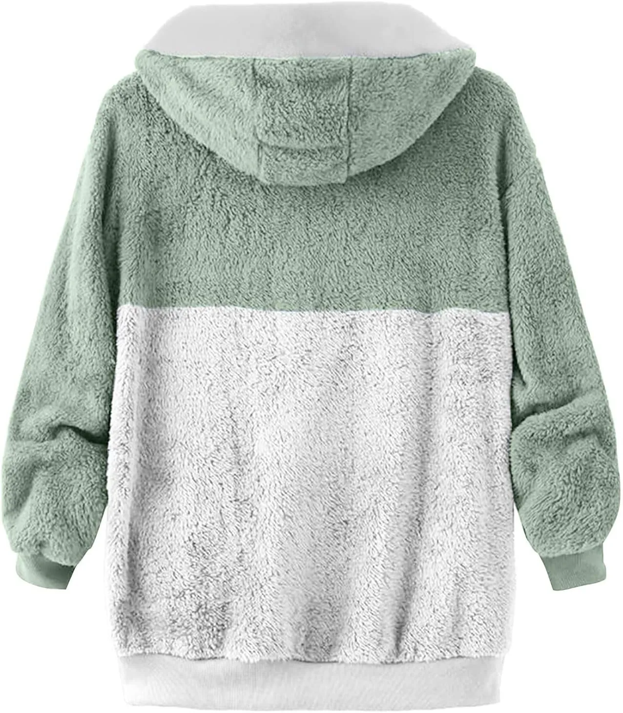 Coats for Women, Women's Fashion Casual Loose Plush Striped Zipper Long Sleeve Stitching Hooded Jacket Coat