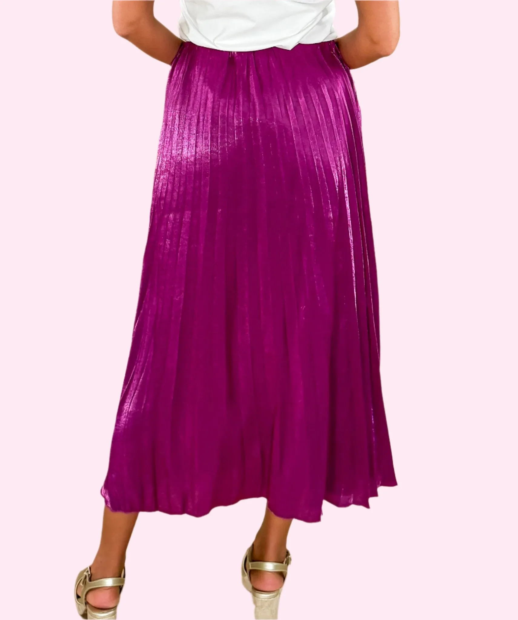 Crocker Shiny Purple Pleated Maxi Skirt