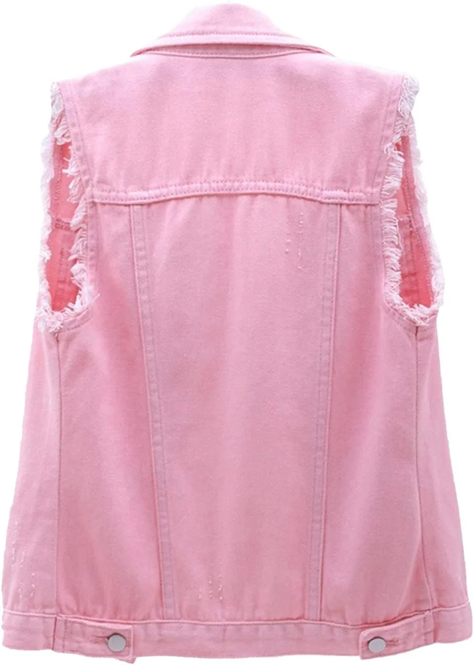 Denim Jacket for Women Casual Lapel Collar Sleeveless Denim Blazer Plus Size Cute Frayed Cropped Vest Top