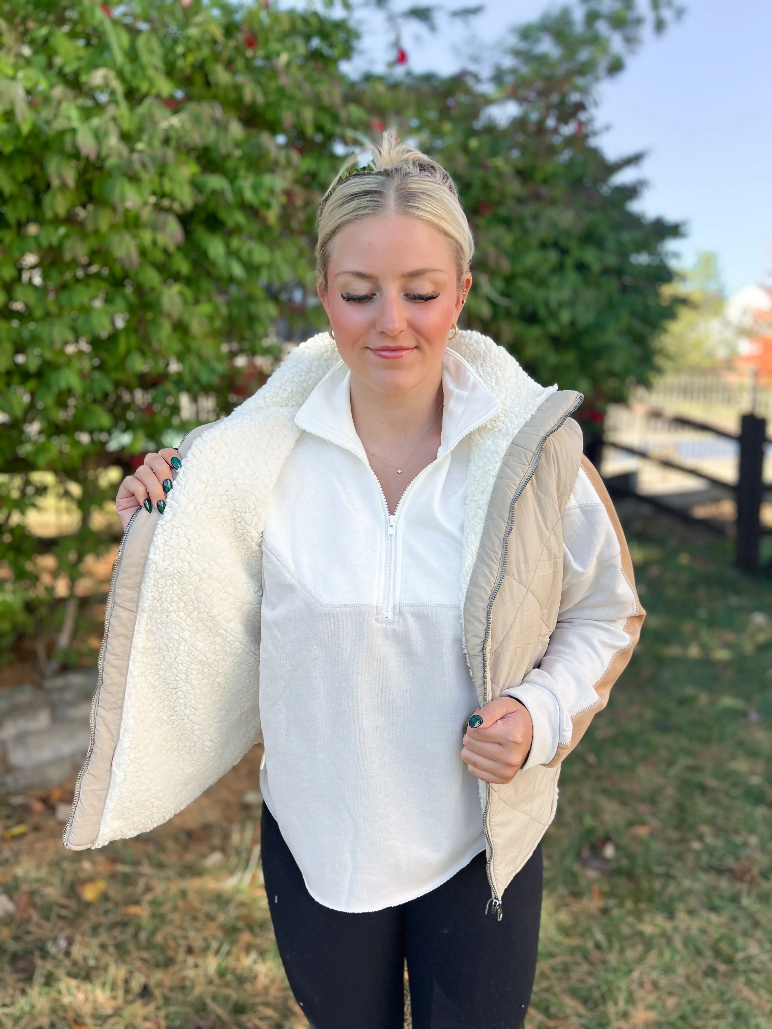Dennis Zip Up High Collar Sleeveless Quilted Vest
