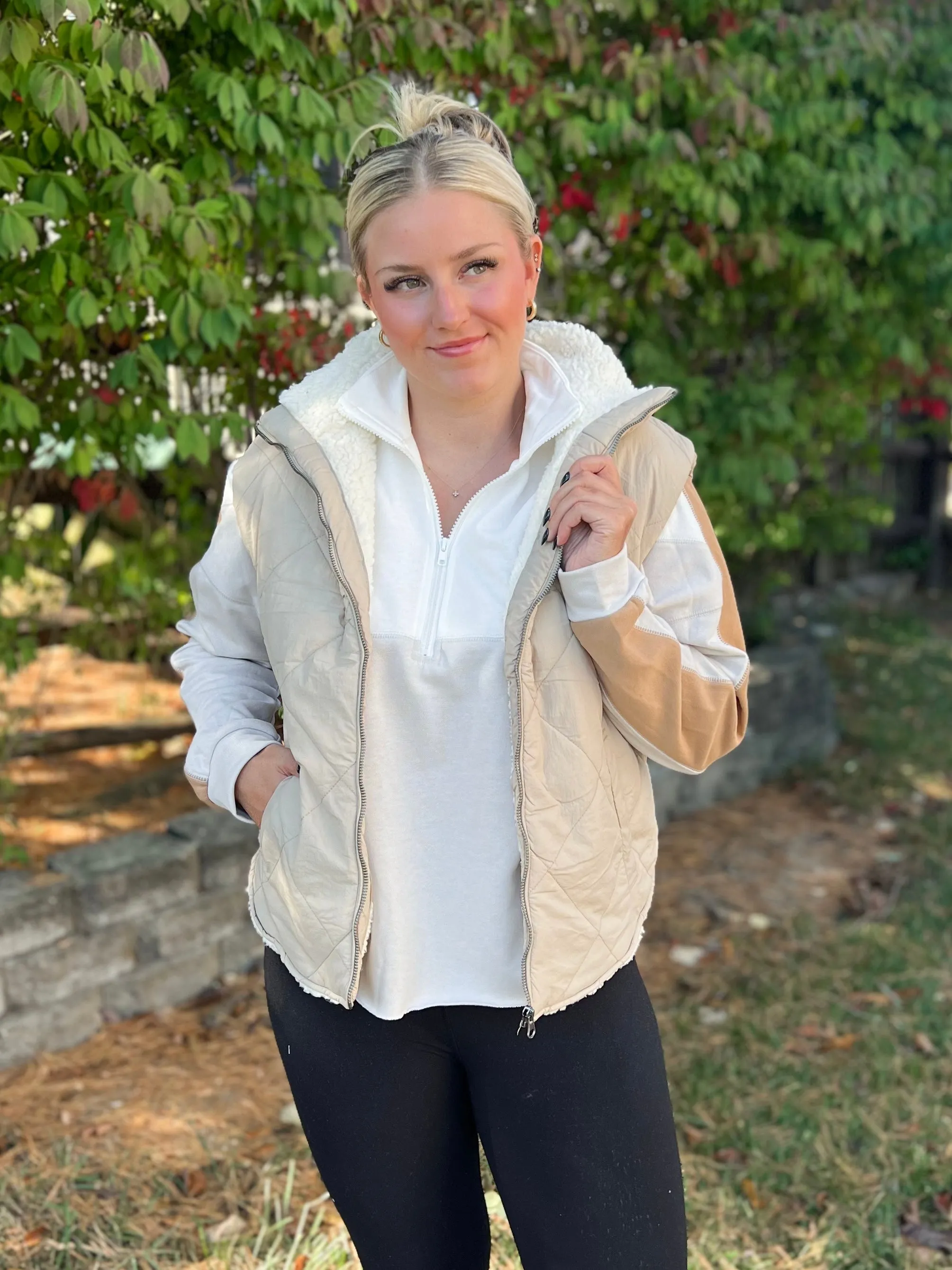 Dennis Zip Up High Collar Sleeveless Quilted Vest