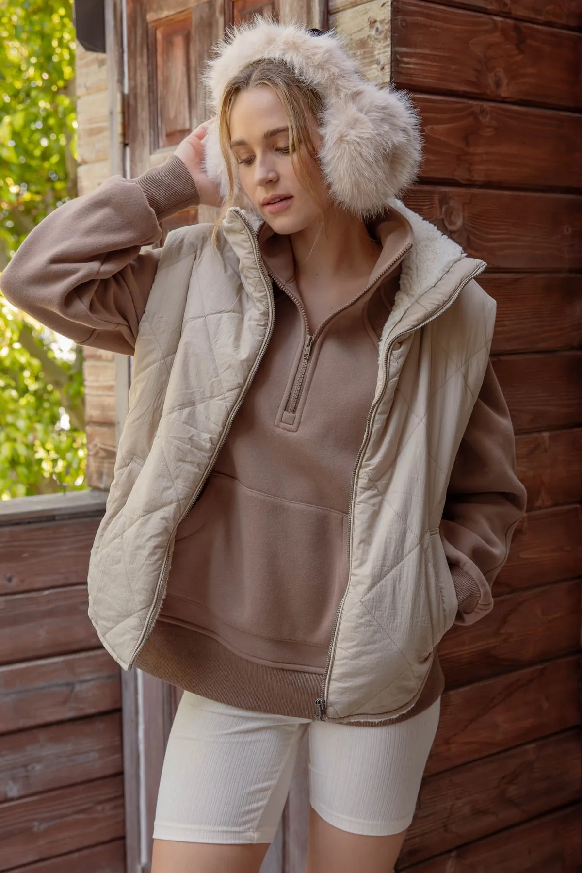 Dennis Zip Up High Collar Sleeveless Quilted Vest