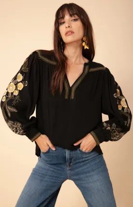 Dixon Embroidered Crepe Top