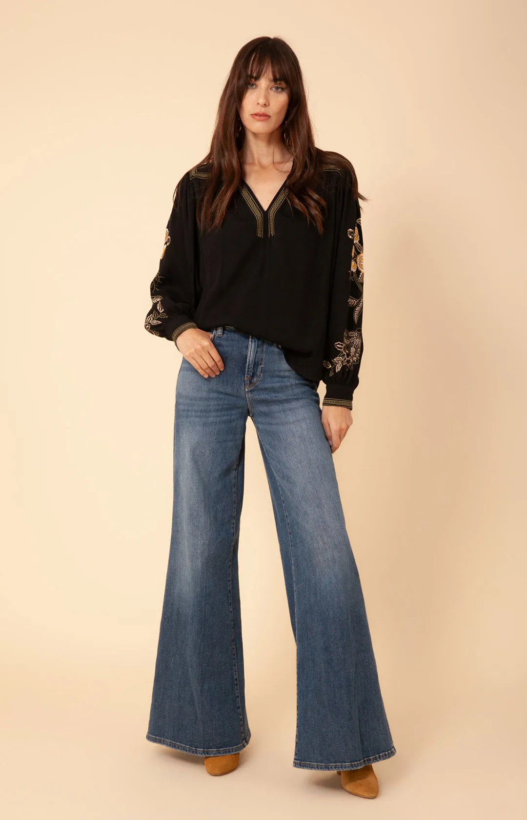 Dixon Embroidered Crepe Top
