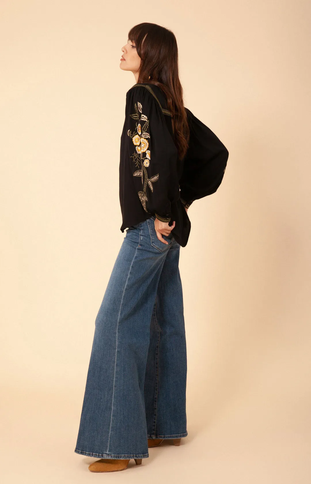 Dixon Embroidered Crepe Top