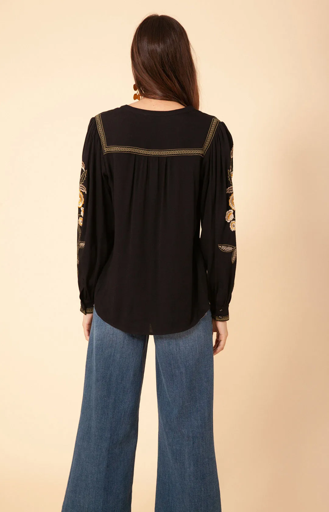 Dixon Embroidered Crepe Top