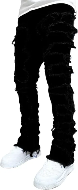 FantasyGears Mens Stacked Ripped Jeans Y2k Distressed Denim Pants Skinny Slim Fit Stretch Biker Jeans