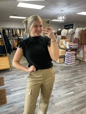 Fringe Sweater Vest - Black