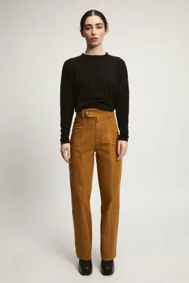 Gray Elastic Jeans Straight Brown
