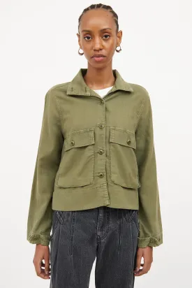 Green Crop Military Jacket