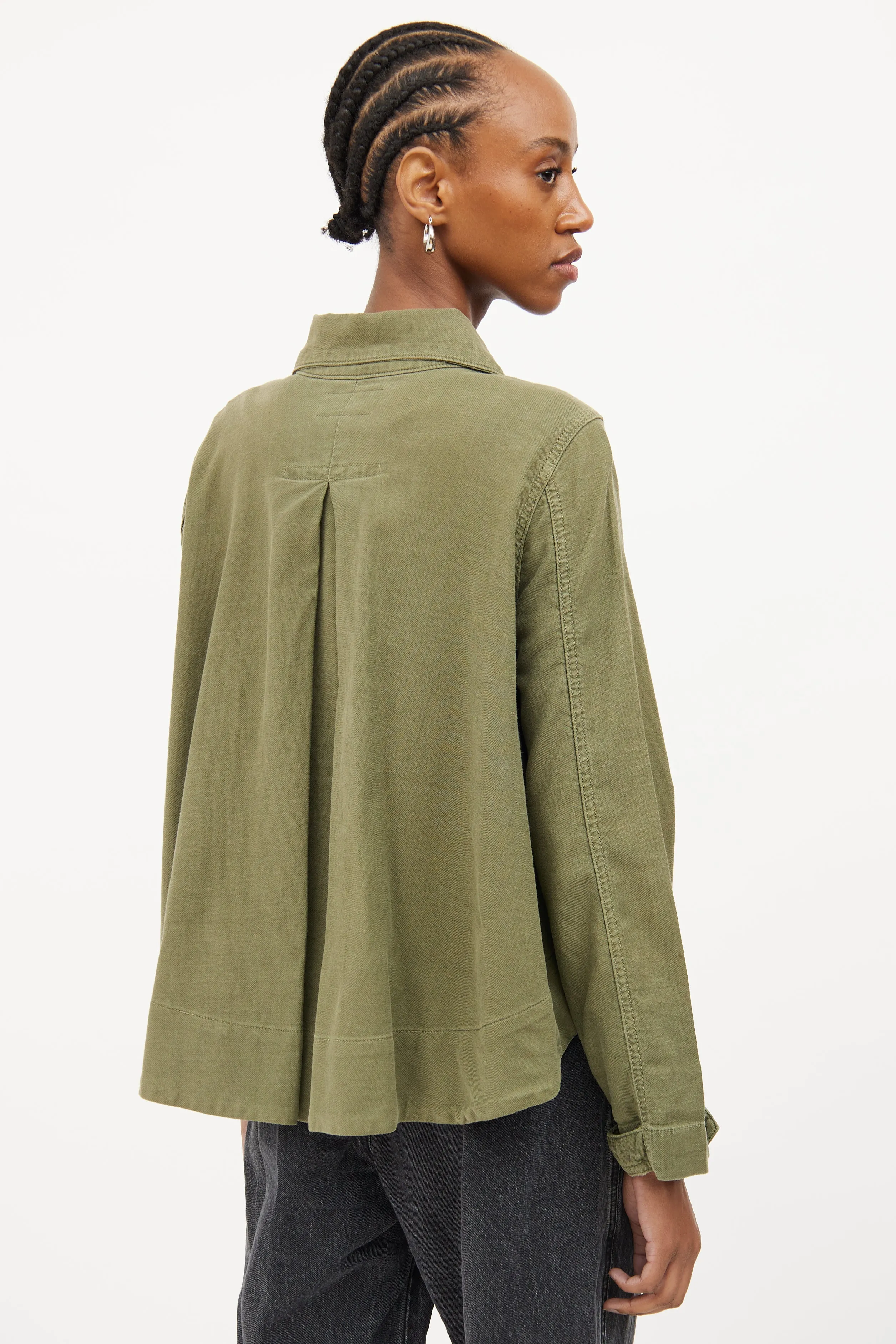 Green Crop Military Jacket