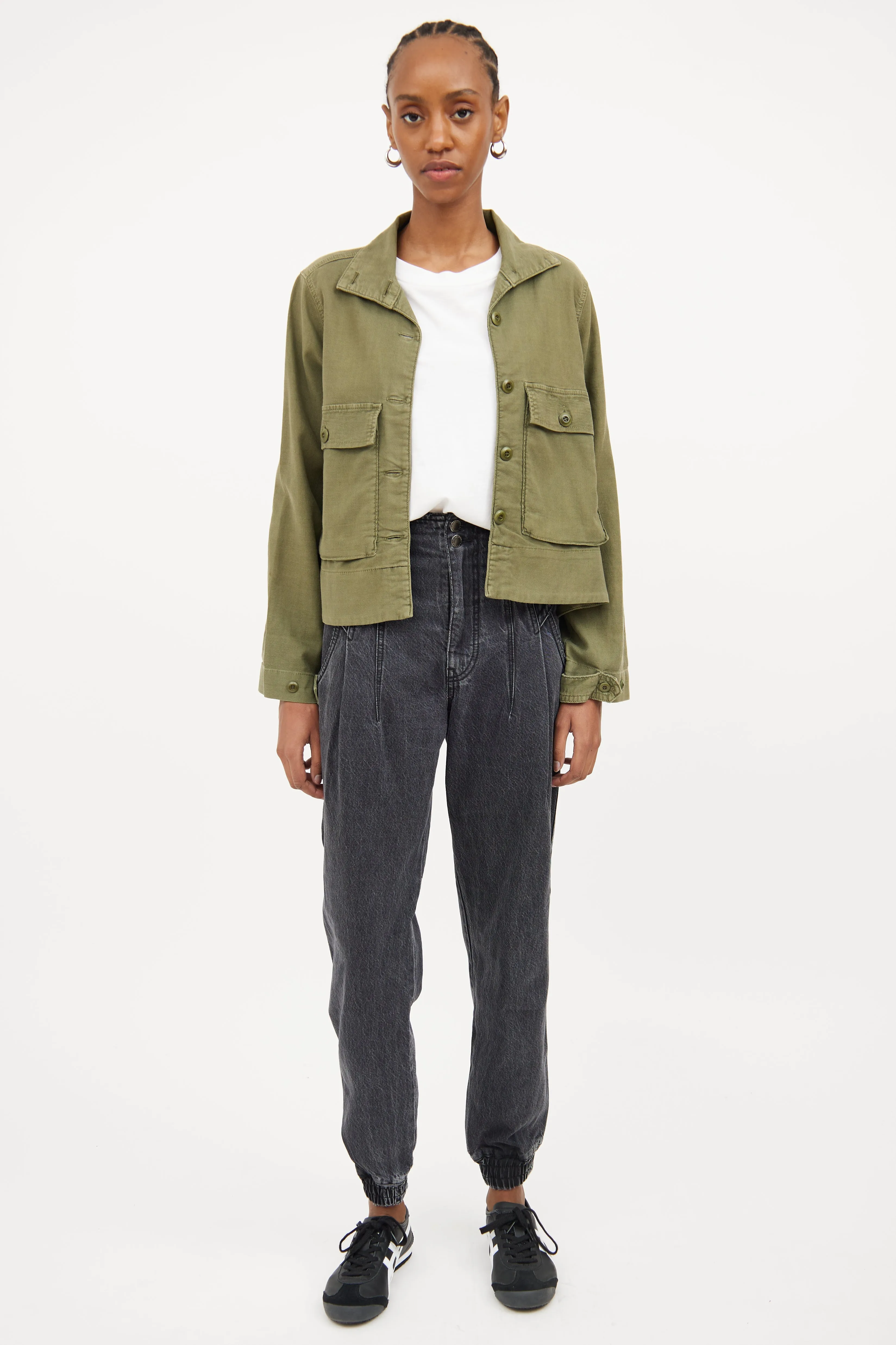 Green Crop Military Jacket