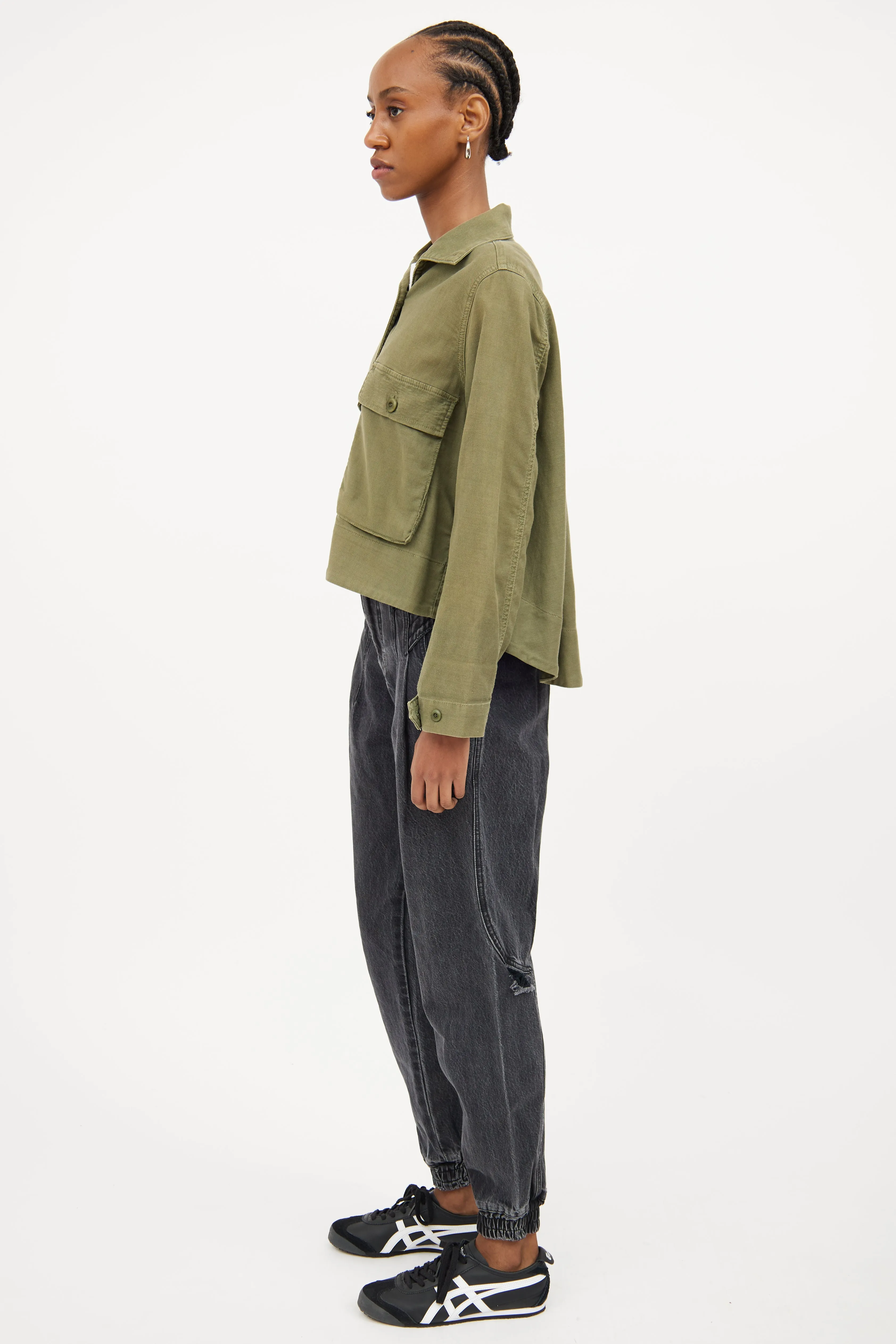 Green Crop Military Jacket