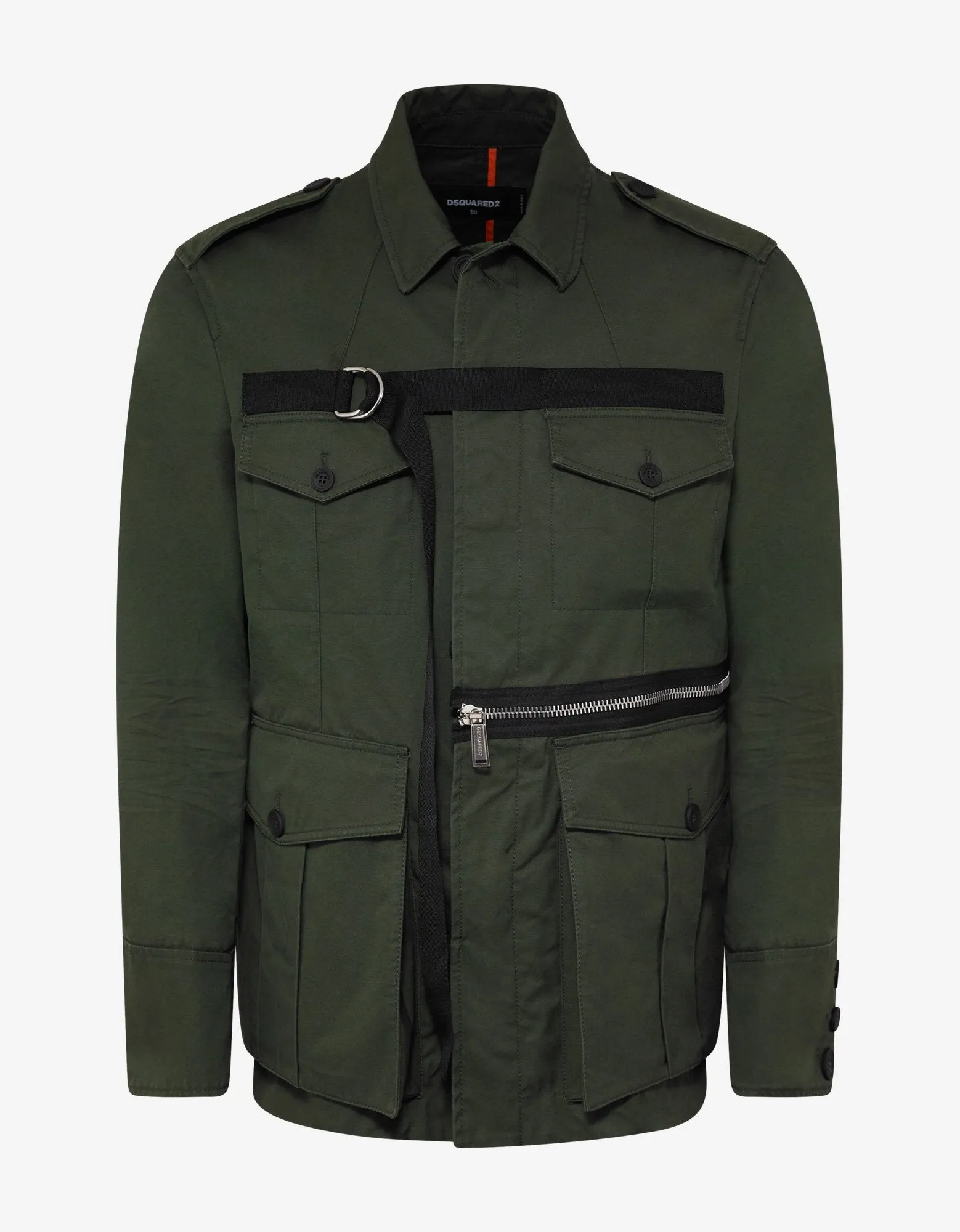 Green D-ring Strap Military Jacket