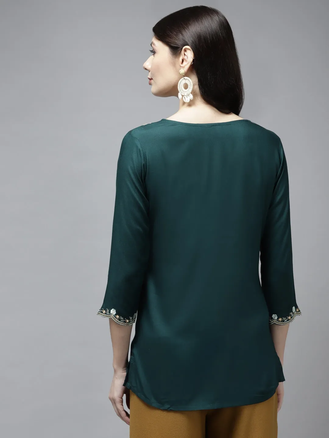 Green Embroidered Top