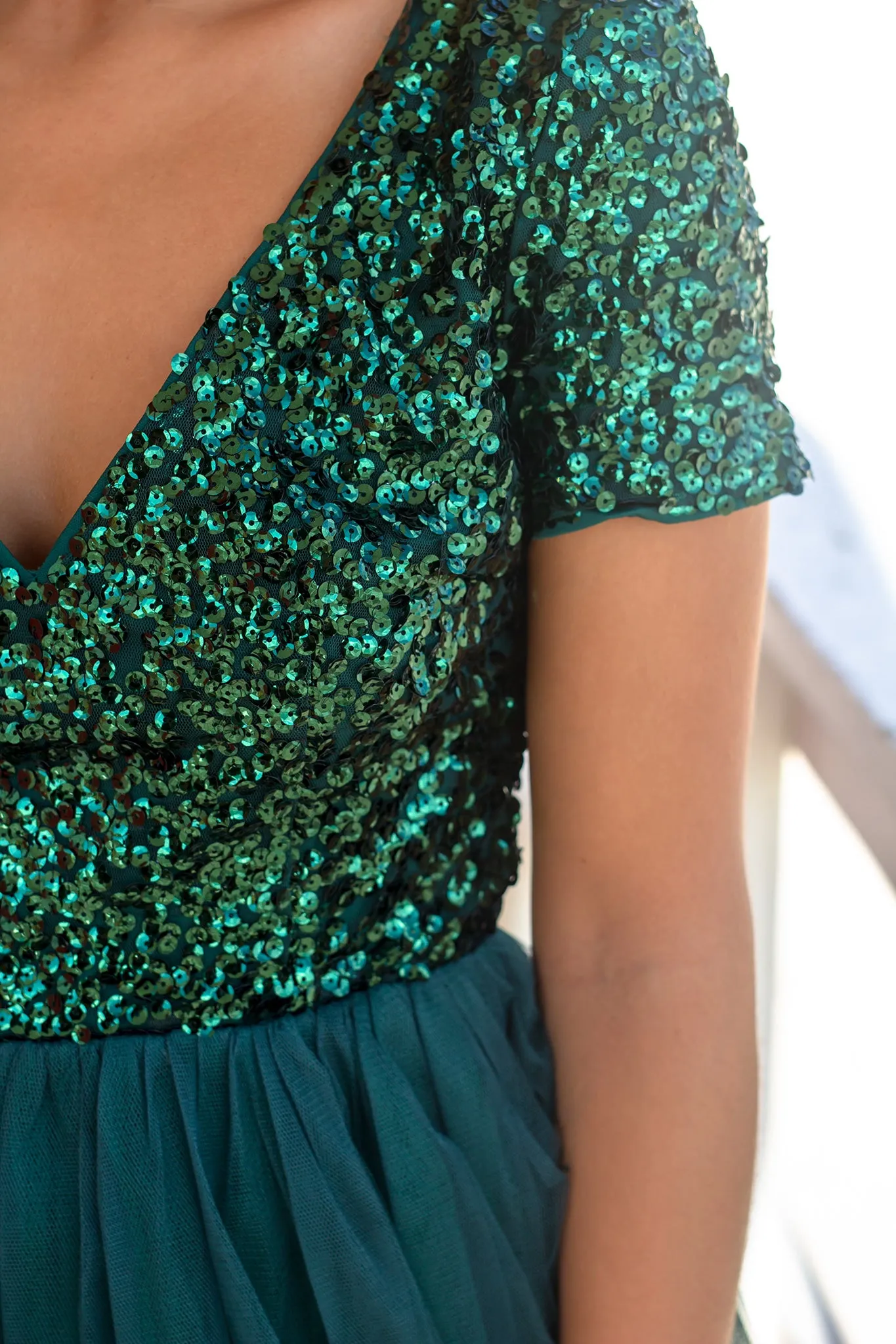 Hunter Green Sequin Top Short Dress