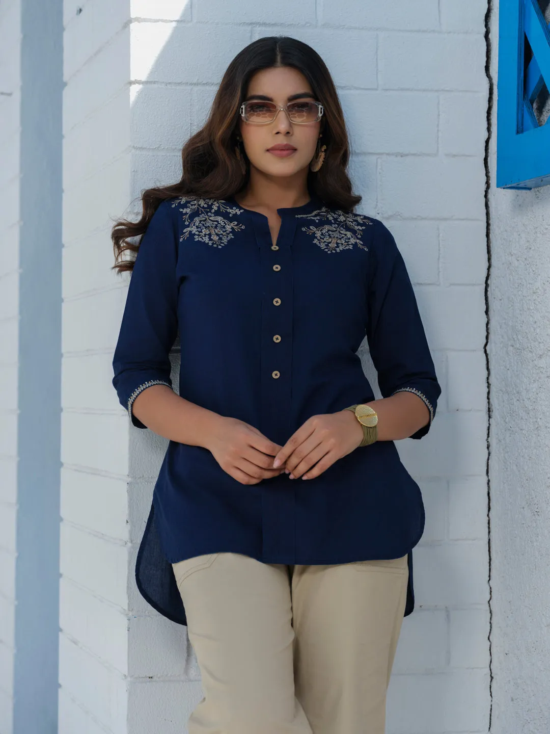Indigo Mal Embroidered Top