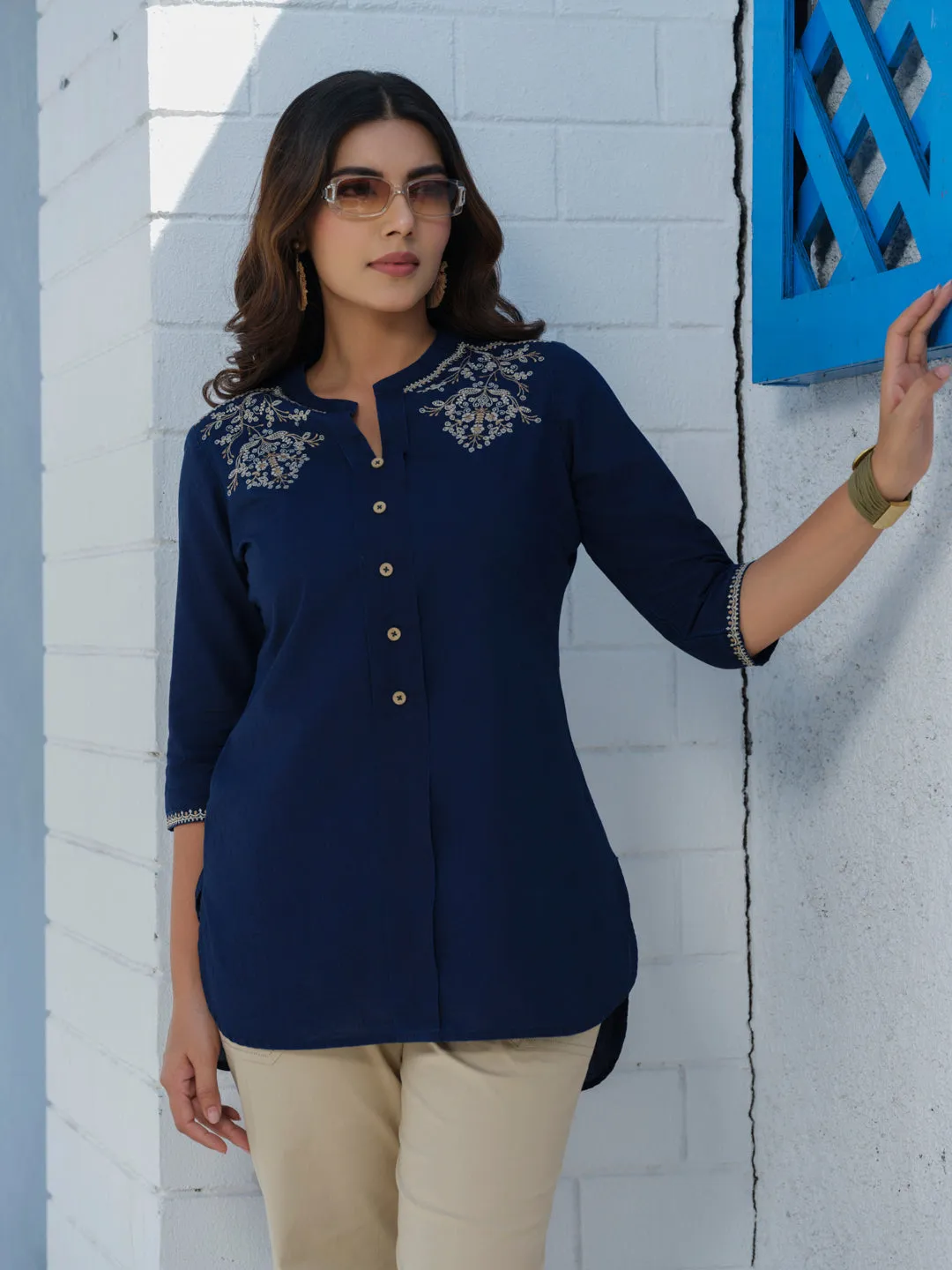 Indigo Mal Embroidered Top