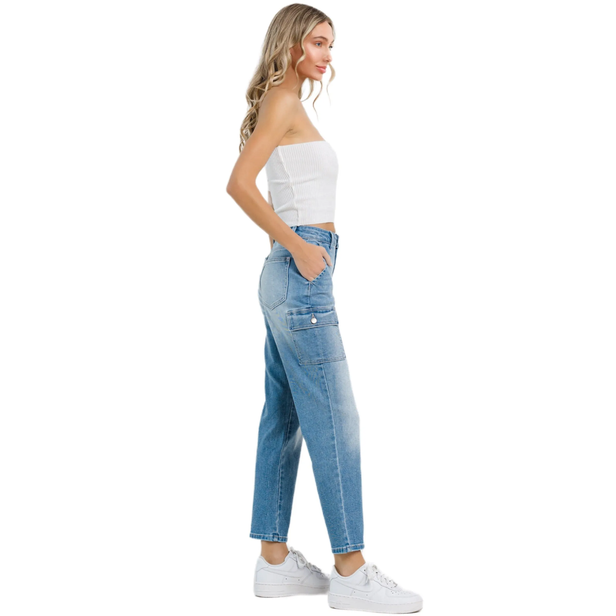 Jelly Jeans Straight Jeans with Cargo Pockets Blue Wash Size 1, 3, 5, 7, 9, 11, 13