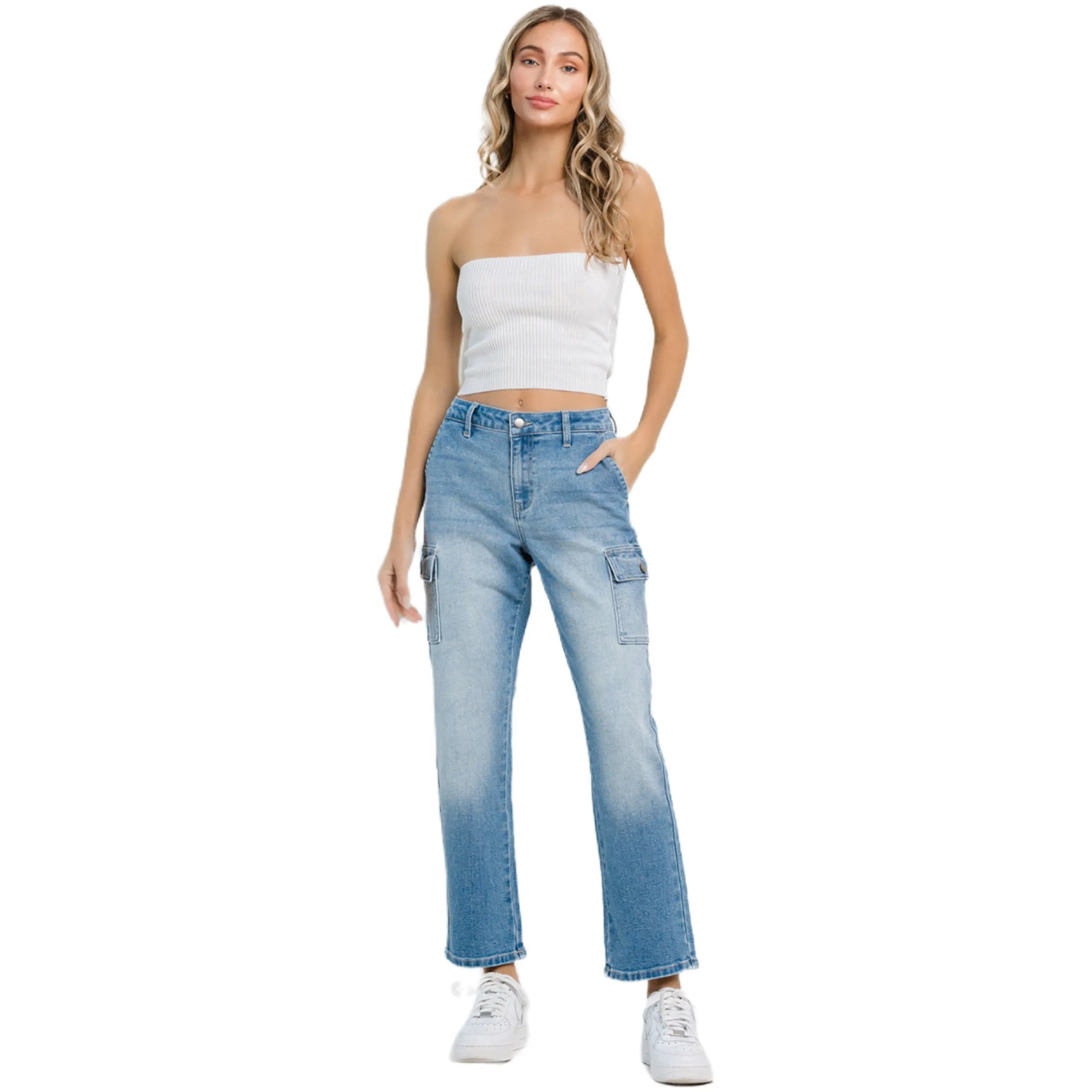 Jelly Jeans Straight Jeans with Cargo Pockets Blue Wash Size 1, 3, 5, 7, 9, 11, 13