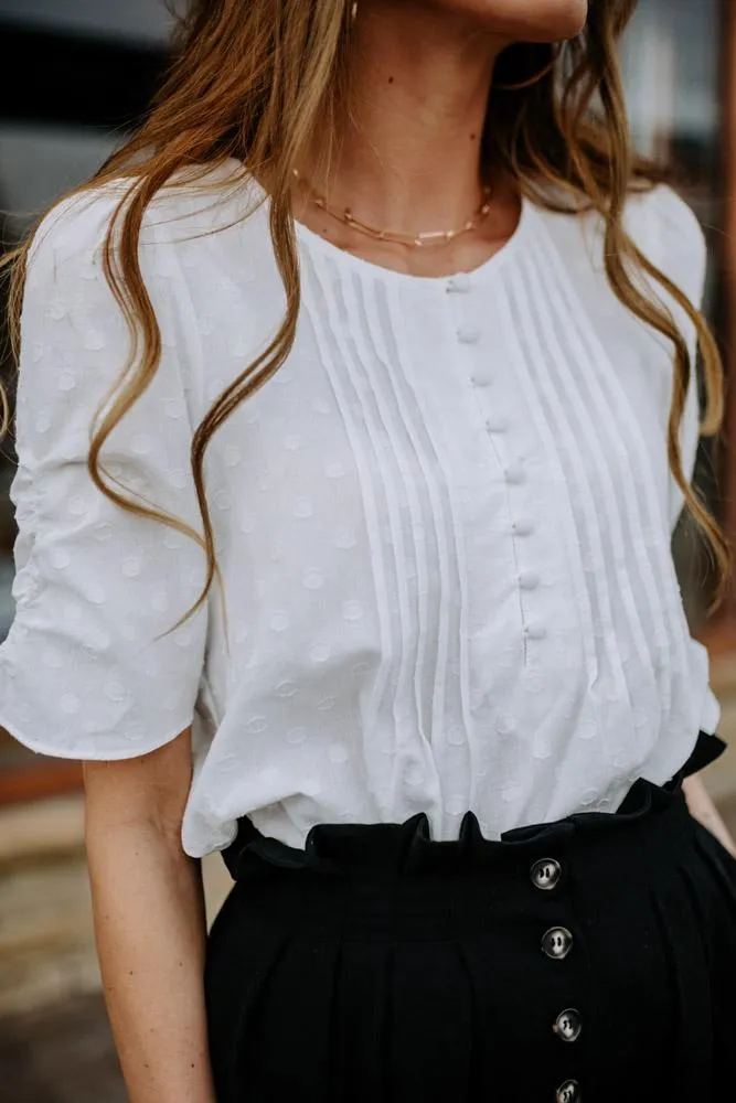 Kallen Embroidered Polka Dot Blouse