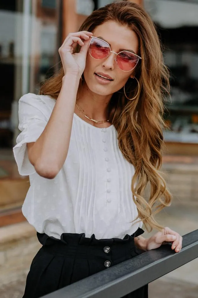 Kallen Embroidered Polka Dot Blouse