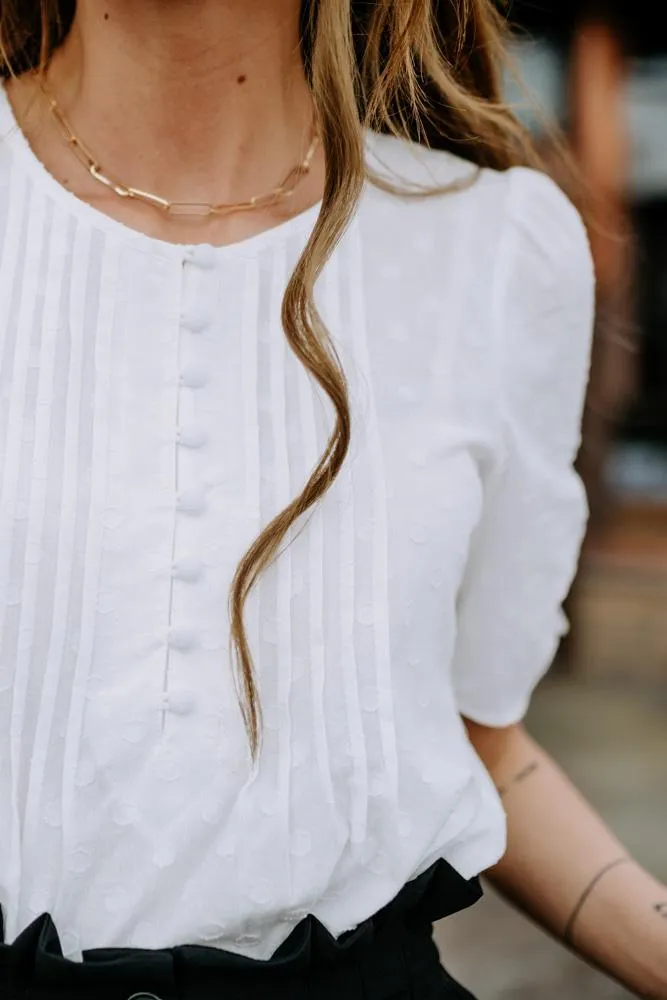 Kallen Embroidered Polka Dot Blouse
