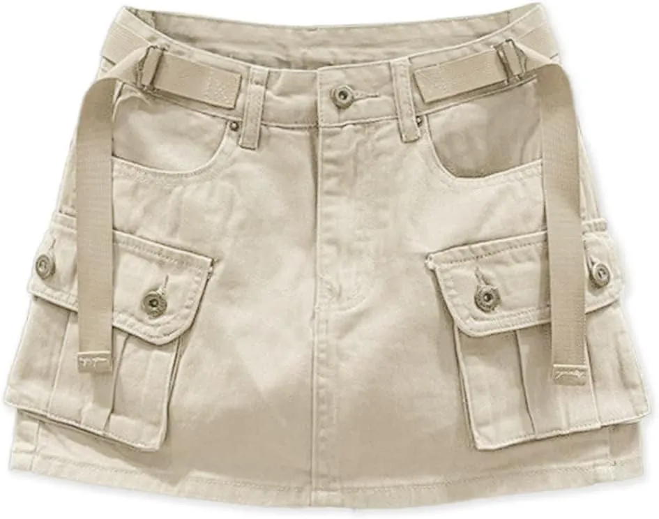 Kinghua Womens Mini Cargo Skirt Low Waist Y2k Short Denim Jean Skirt
