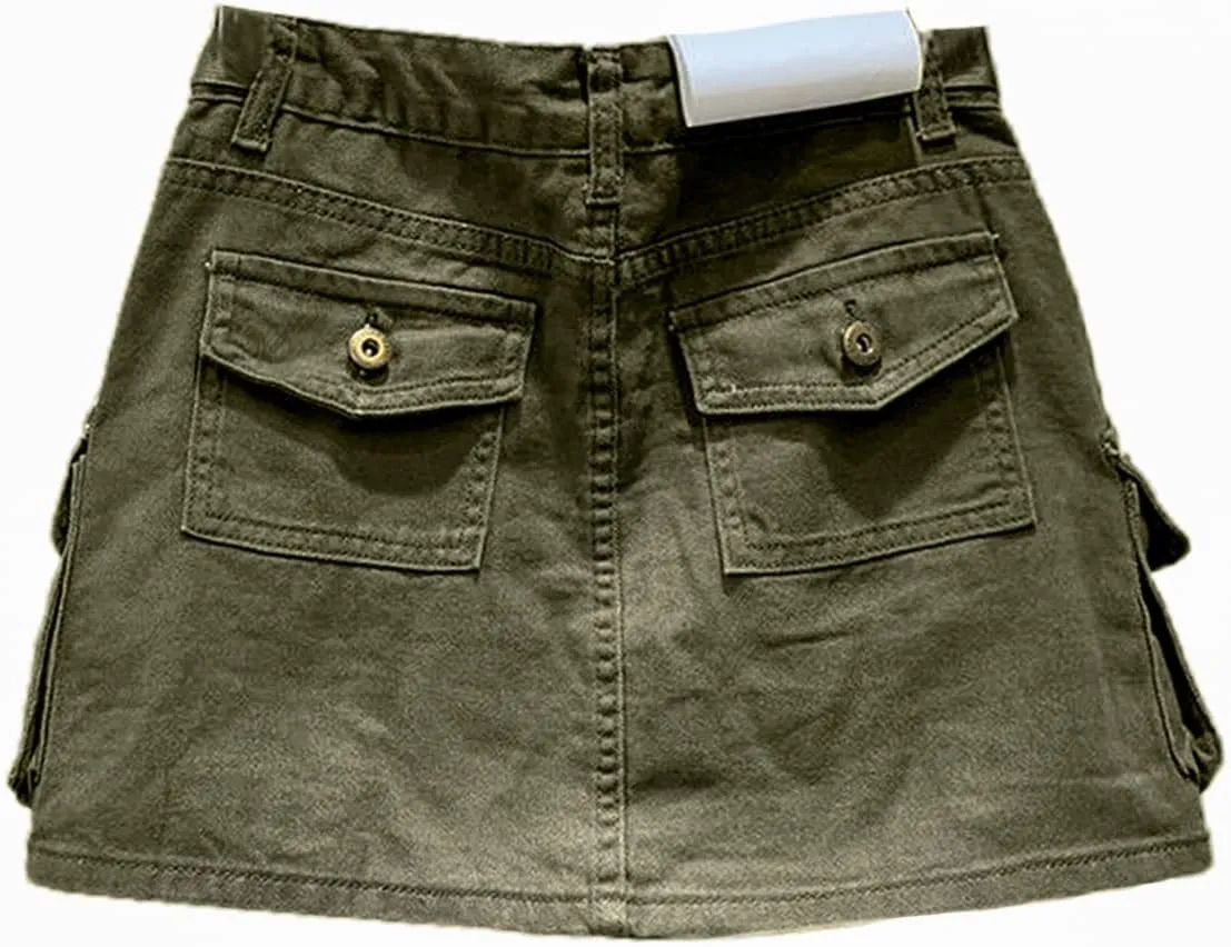 Kinghua Womens Mini Cargo Skirt Low Waist Y2k Short Denim Jean Skirt