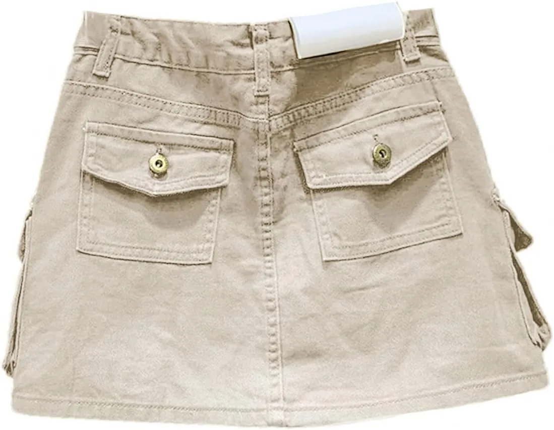 Kinghua Womens Mini Cargo Skirt Low Waist Y2k Short Denim Jean Skirt