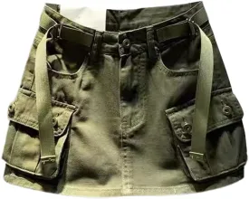 Kinghua Womens Mini Cargo Skirt Low Waist Y2k Short Denim Jean Skirt