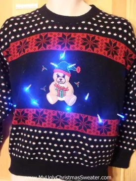 Light Up Ugly Xmas Sweater 80s Bear 2sided Nordic