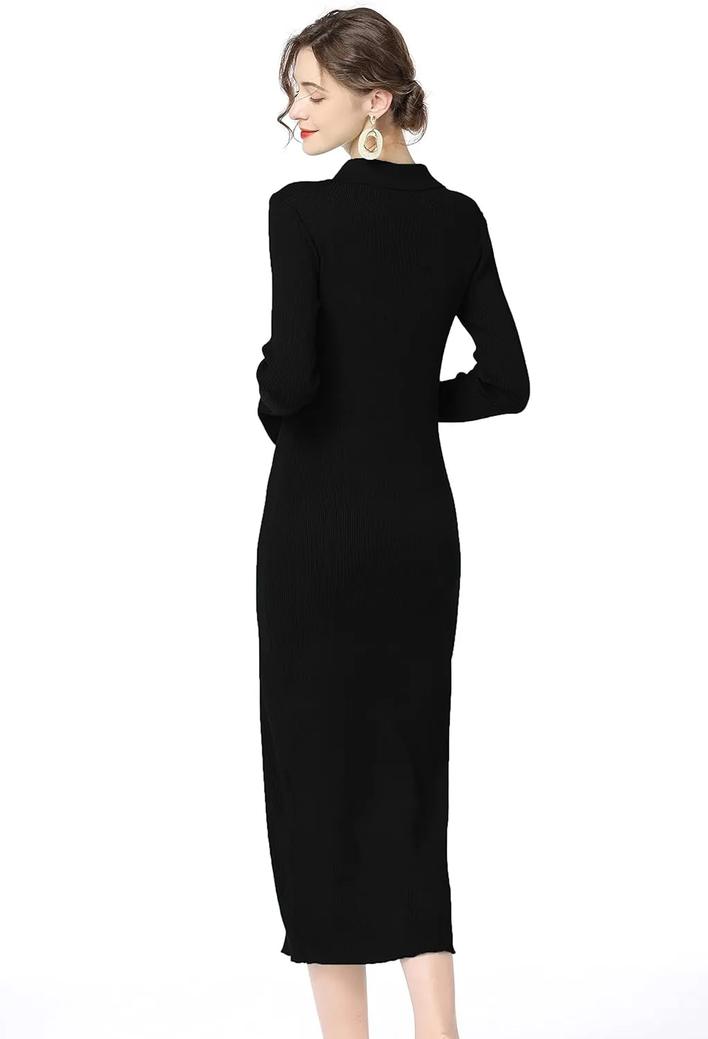 Long sweater dress for women Bodycon Sweater Dresses Botton Down Slim fit Cardigan dress Knit Sweater Dresses