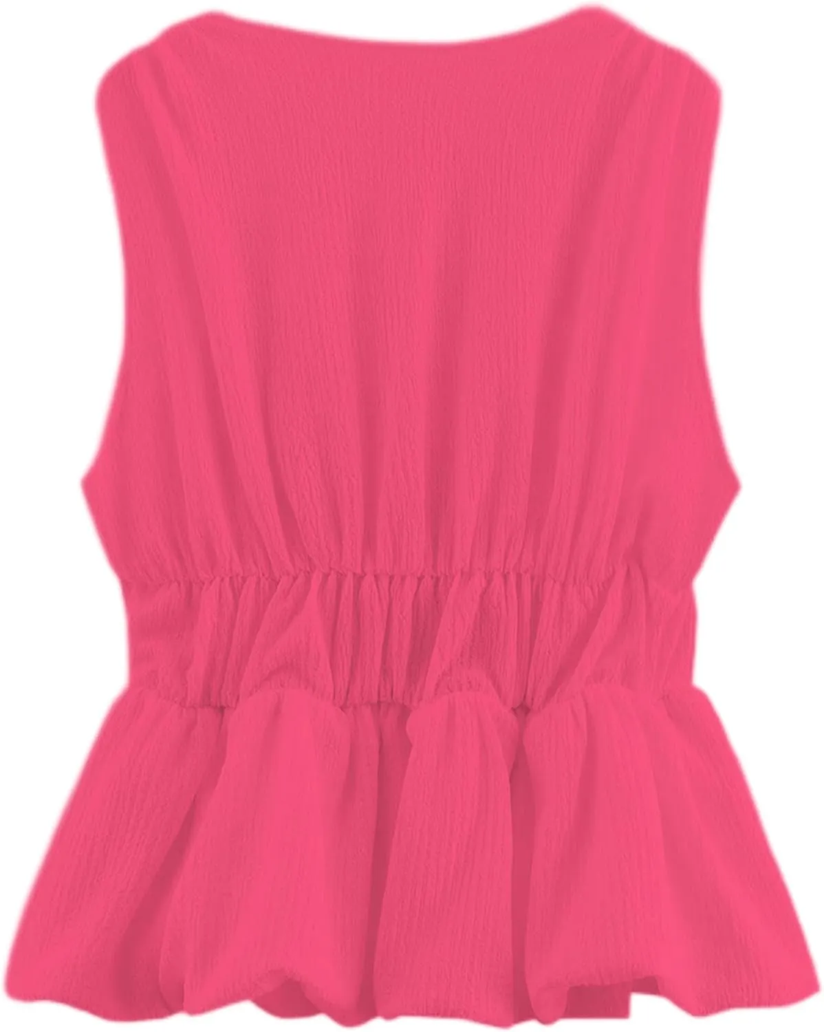 Lumister Womens Vest Top Bow V Neck Sleeveless Blouse Pleated Ruffle Peplum Babydoll Tops Tank Summer Shirt