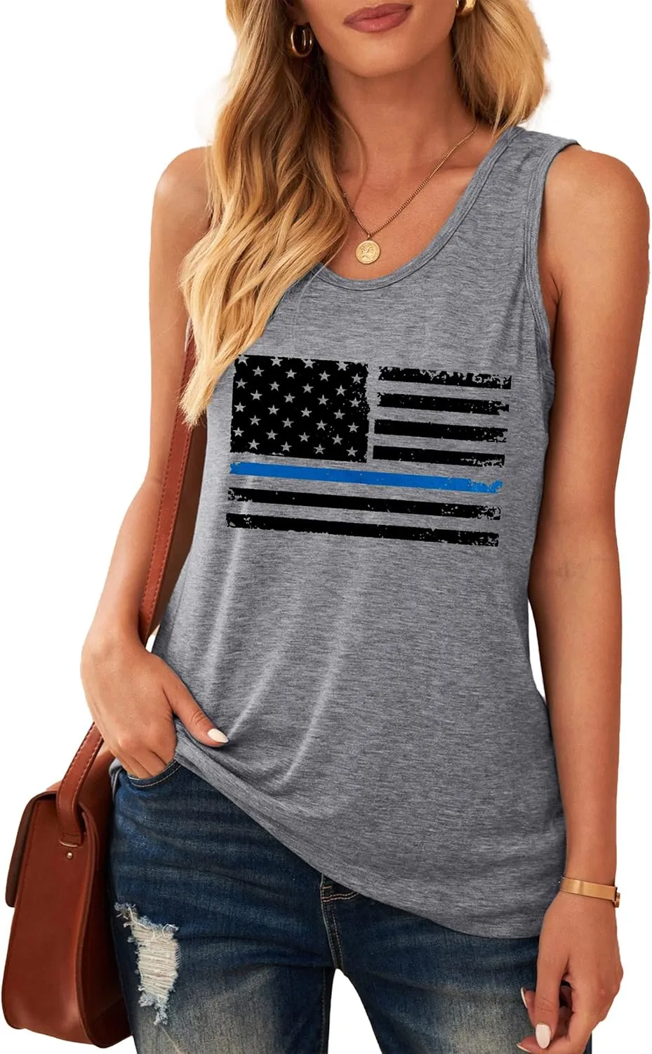 MAIHUN American Flag Tank Tops for Women 4th of July Vest Patriotic Shirt USA Flag Stars Stripes Sleeveless