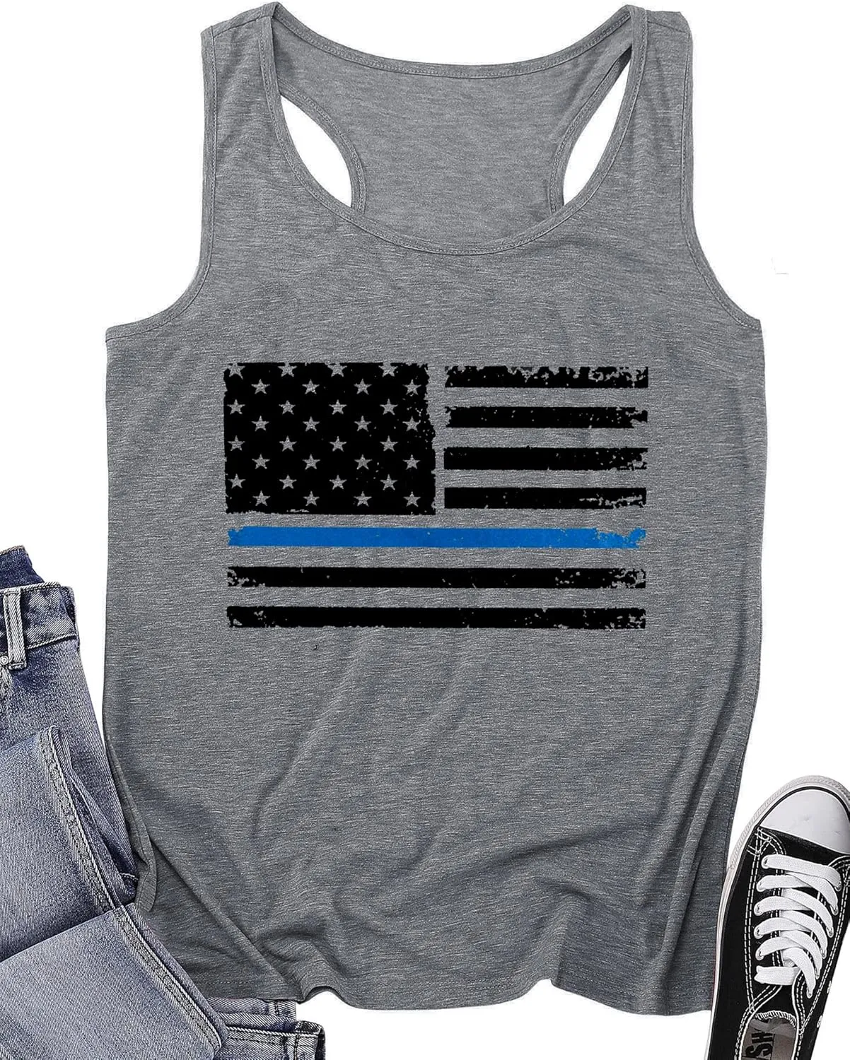 MAIHUN American Flag Tank Tops for Women 4th of July Vest Patriotic Shirt USA Flag Stars Stripes Sleeveless