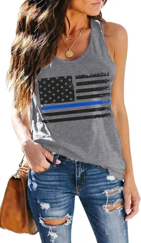 MAIHUN American Flag Tank Tops for Women 4th of July Vest Patriotic Shirt USA Flag Stars Stripes Sleeveless